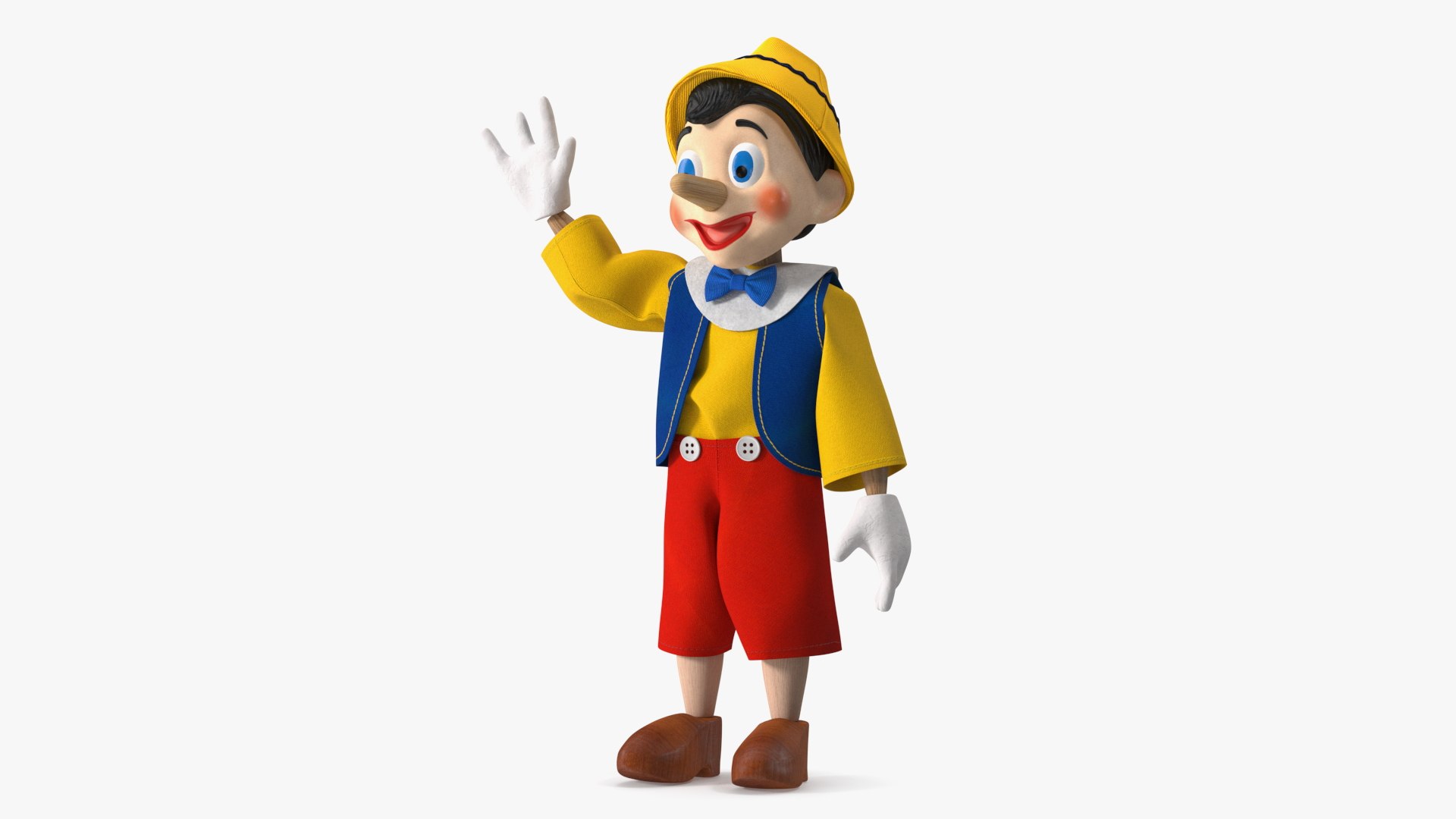 Pinnochio Cartoon Character Waving Hello 3D model preview