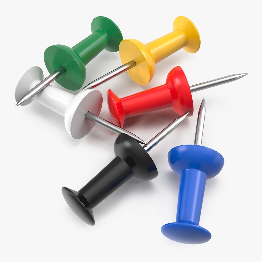 Assorted Colors Push Pins 3D model preview