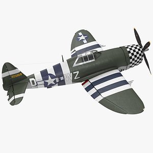 3D fighter aircraft republic p-47 model