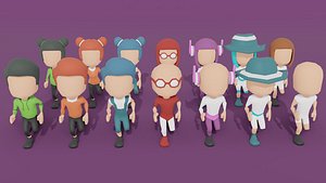 Low Poly Rigged Character Pack Game Ready 3D model