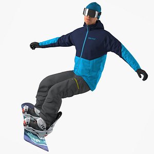 3D snowboard man snow board model