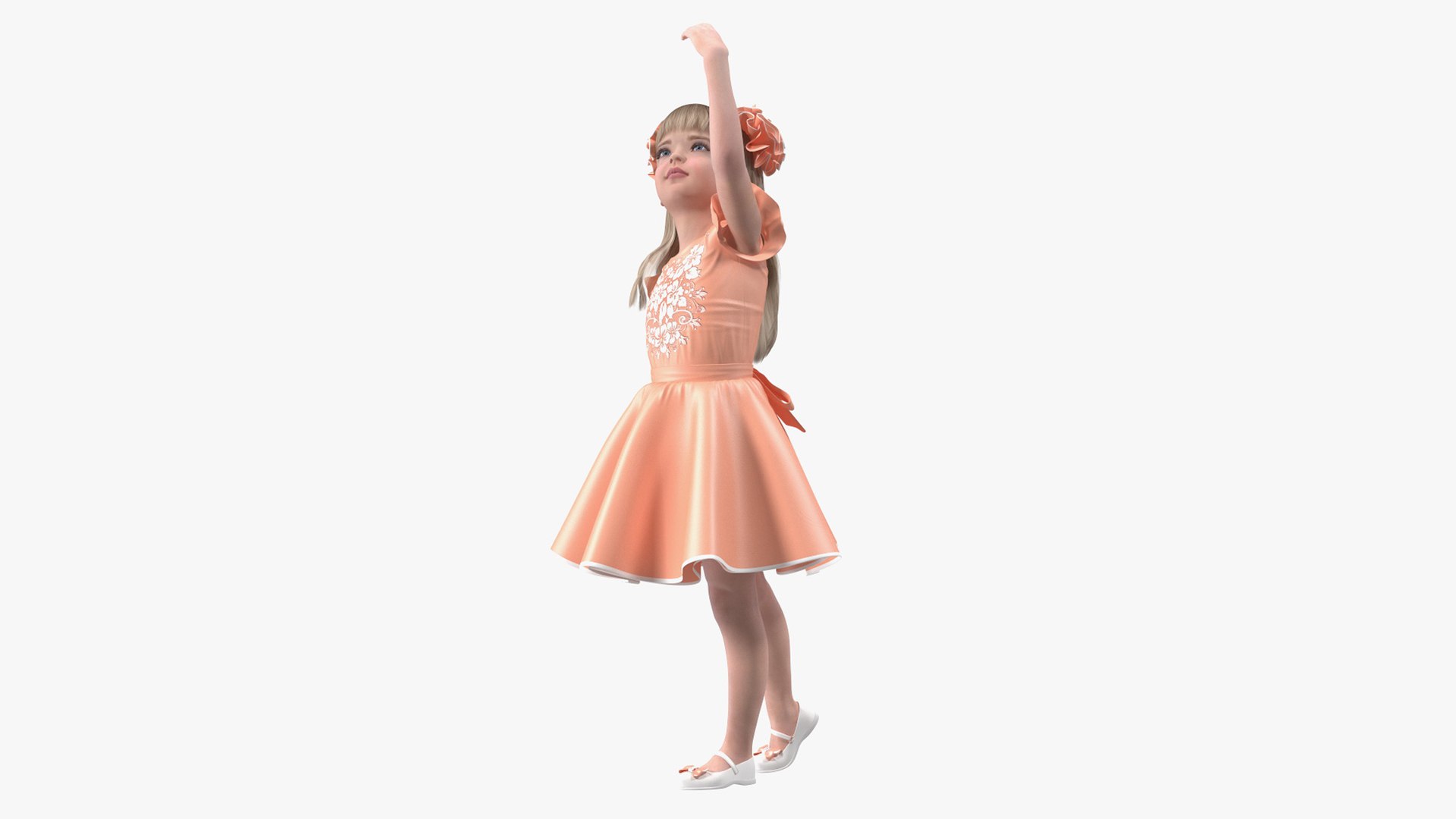 Child Girl Party Dress Rigged for Maya 3D model preview