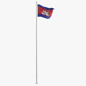 Flag On Pole Cambodia