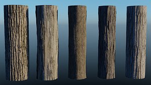 3D HD Seamless Bark Pack of 5 - with 16 bit height maps model