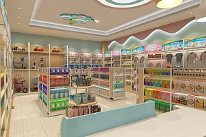 Supermarkets  convenience stores  shopping malls Darun Hair kiosks  shelves   containers  baby store 3D