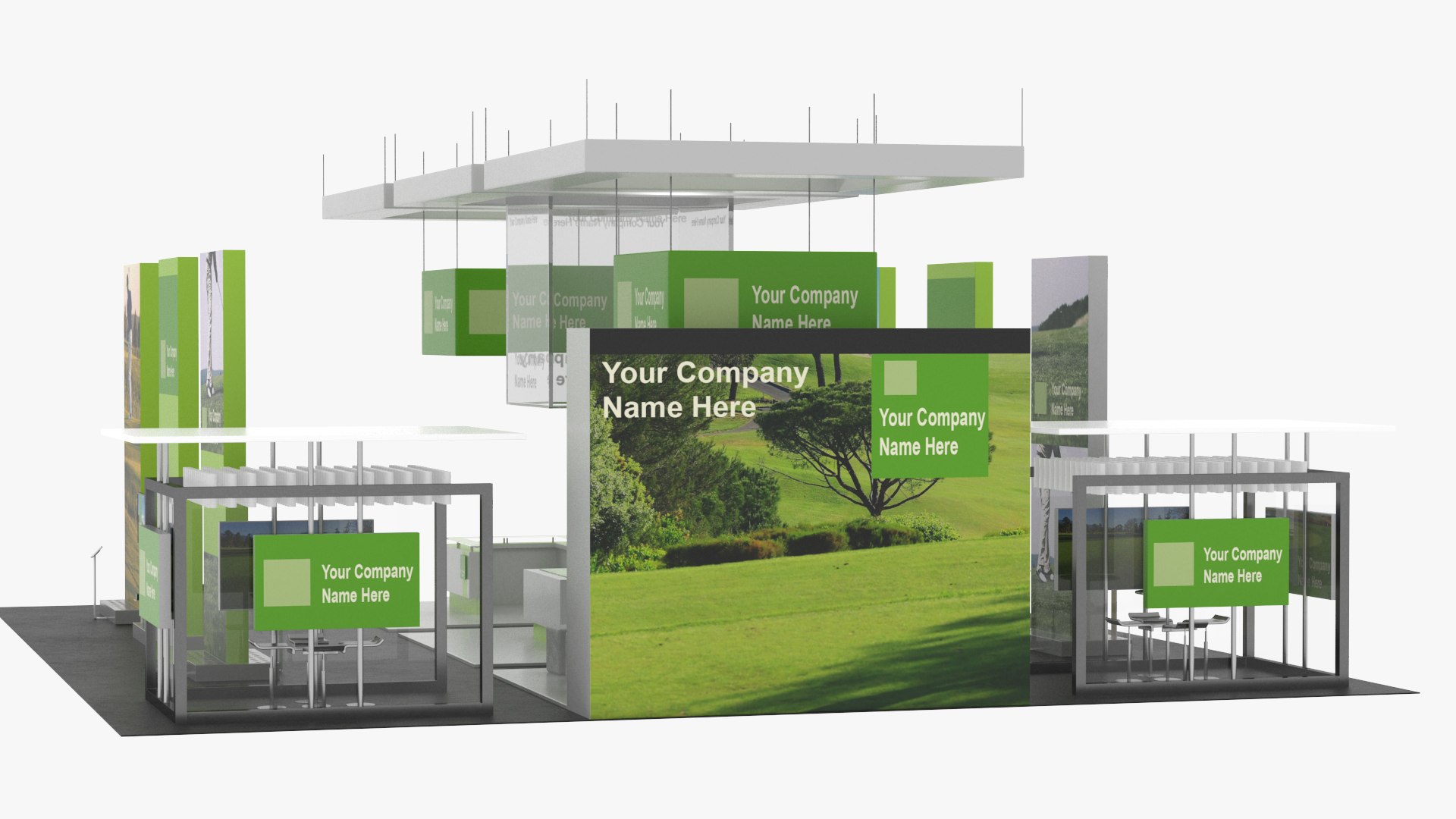 3D Trade Show Exhibition Booth Green Model - TurboSquid 2270134