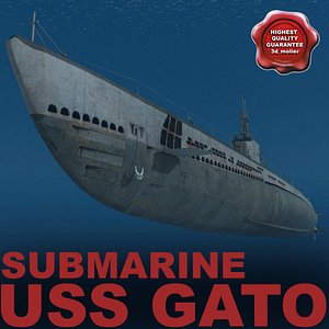 submarine uss gato 3d model