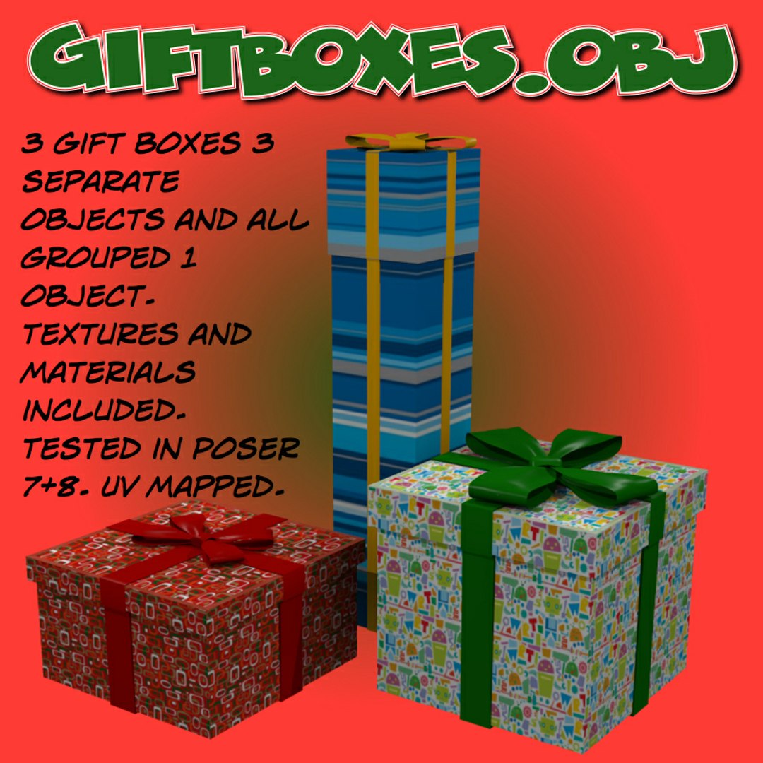 3d Obj Gift Boxes