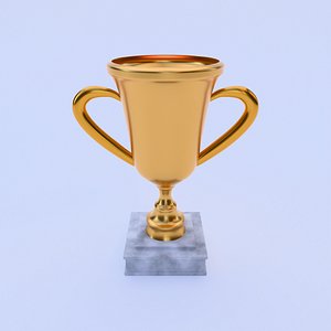 3D Trophy on a marble stand model