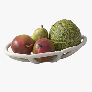3D Nested bowl with pears mango and melon