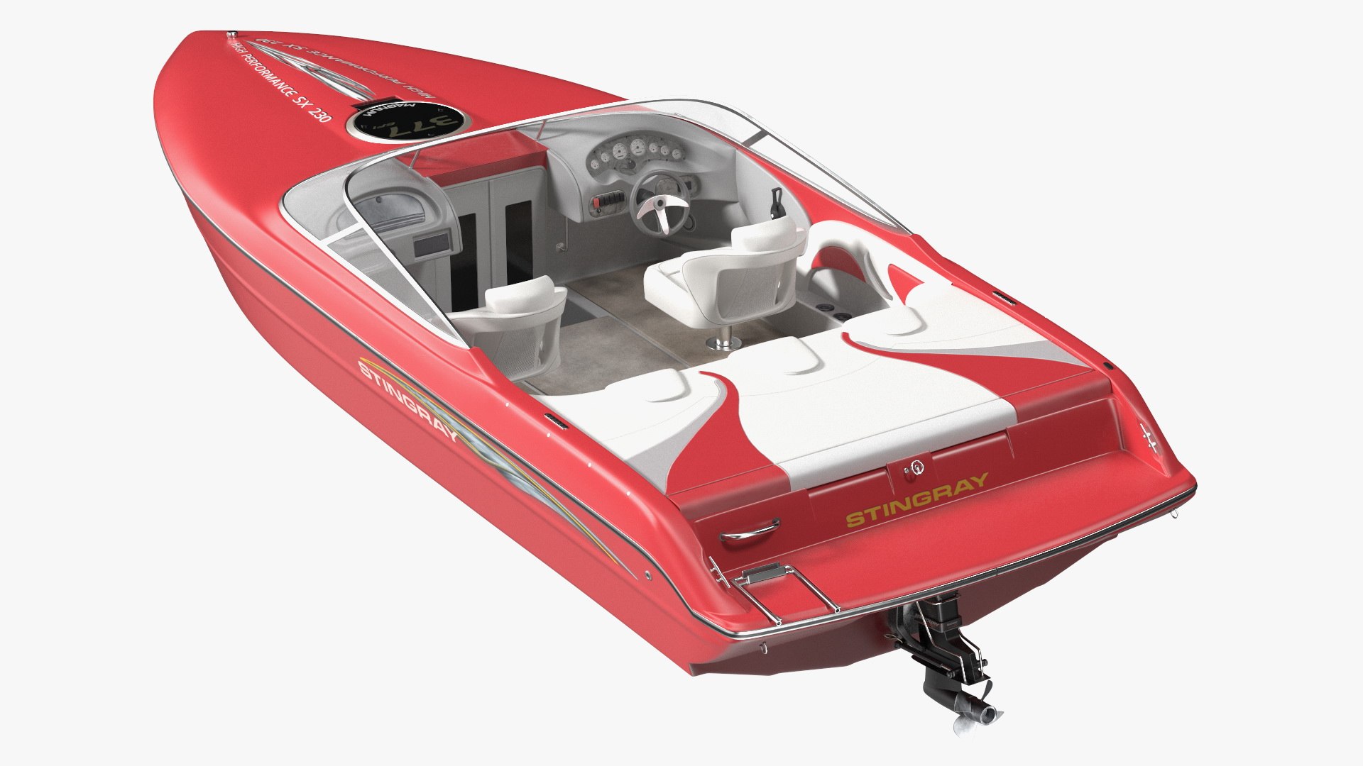 Stingray Boat Red 3D model preview