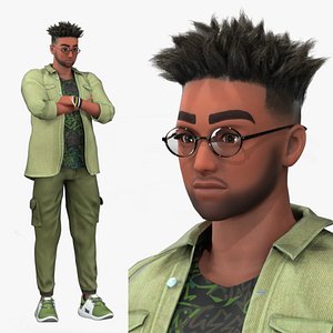 Cartoon Rigged African Boy Character 3D Model
