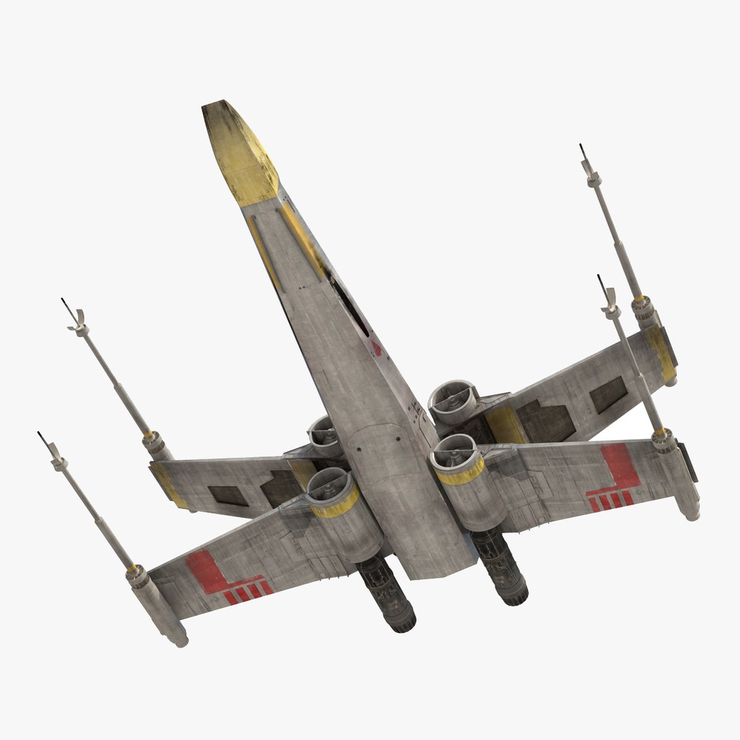 Star Wars X-Wing Rigged Starfighter with R2D2 Yellow 3D Model 3D model preview