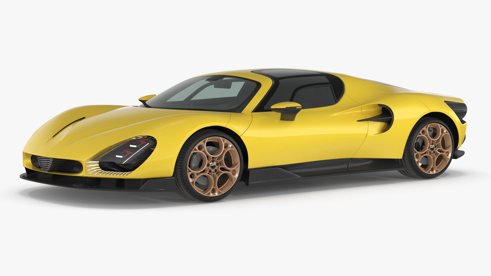 Exclusive Supercar Coupe Yellow Simple Interior 3D model preview