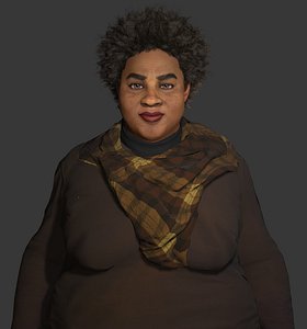 REALISTIC AFRICAN WOMAN WINTER 3D CHARACTER - Rigged Game Ready