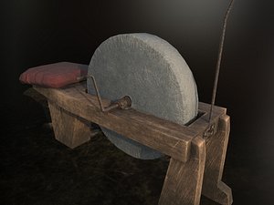 Grind stone PBR Low-Poly model LODs