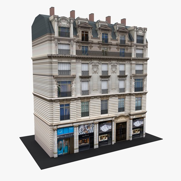 3D Typical Parisian Apartment Building 14