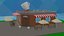 Cartoon Corner Coffee Shop Cafe low-poly