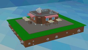 cartoon corner coffee shop 3D