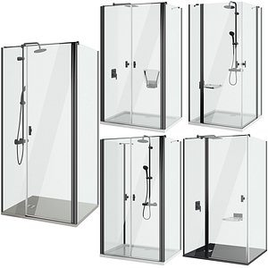 3D Shower cabins Radaway Nes 8 Black set 138