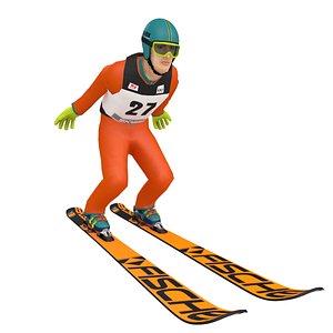 3D rigged ski jumper model