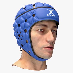 Male Head with Gilbert Rugby Headgear 3D model