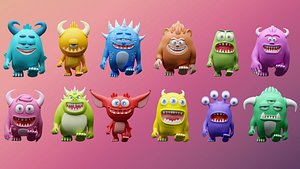 3D Cartoon characters monsters - Low-poly asset pack