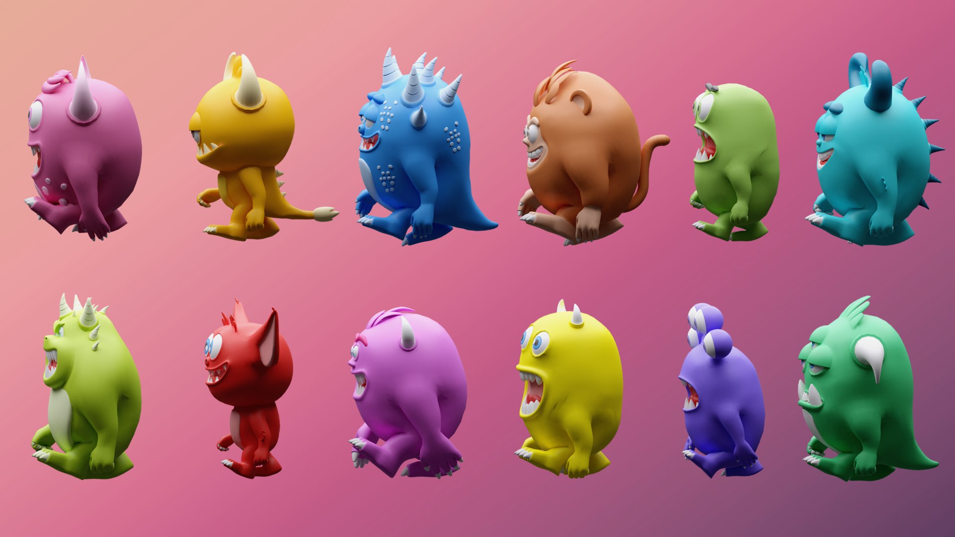 3D Cartoon characters monsters - Low-poly asset pack https://p.turbosquid.com/ts-thumb/U1/JENHk5/oV/2/png/1738001009/1920x1080/fit_q87/e53b12e038d24073fd9fcd1aca3c90099c69f9f2/2.jpg