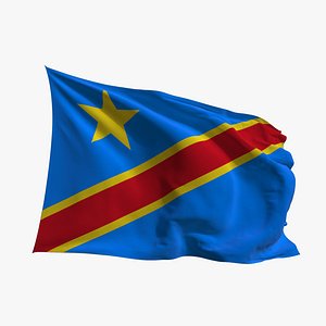 3D Realistic Animated Flag - Microtexture Rigged - Put your own texture - Def Congo Democratic Republic