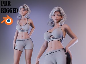 Hot girl Mai - game ready PBR blender 3D