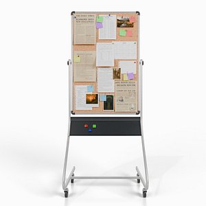 Double-Sided Metal Corkboard - Fully Customizable Tall Pin Board 3D model