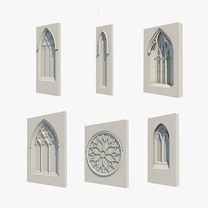 6 Gothic windows medieval windows church windows set