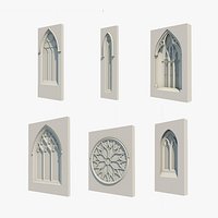 6 Gothic windows medieval windows church windows set