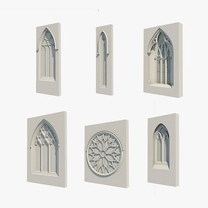 6 Gothic windows medieval windows church windows set