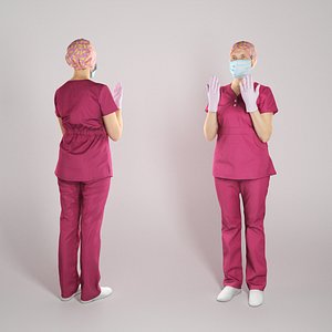 Surgeon woman in uniform and sterile gloves preparing for surgery 252