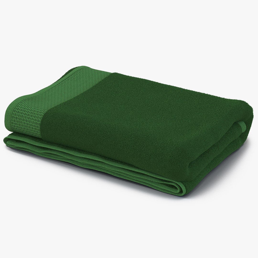 Towel Green with Fur 3D Model 3D model preview