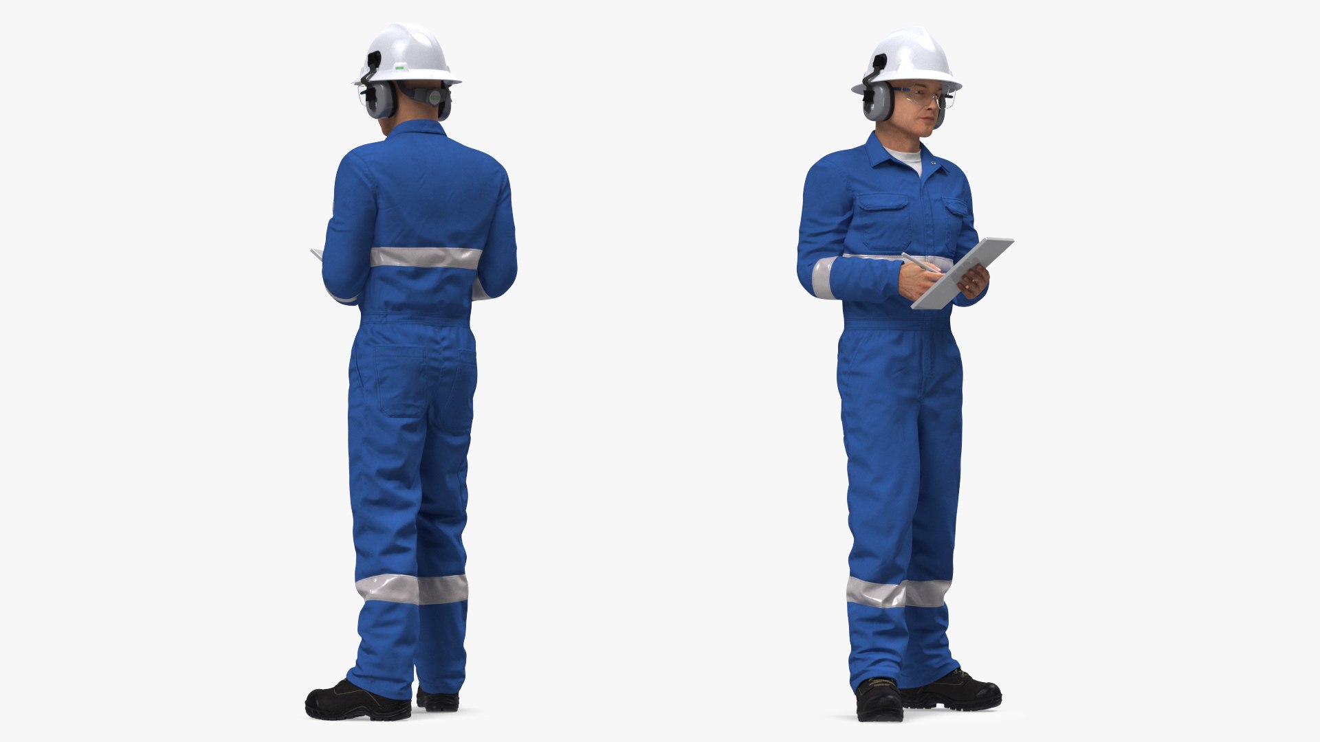 Oil Gas Worker Standing Pose Fur 3D model preview