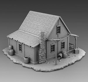 Residential building with a chimney 3D model