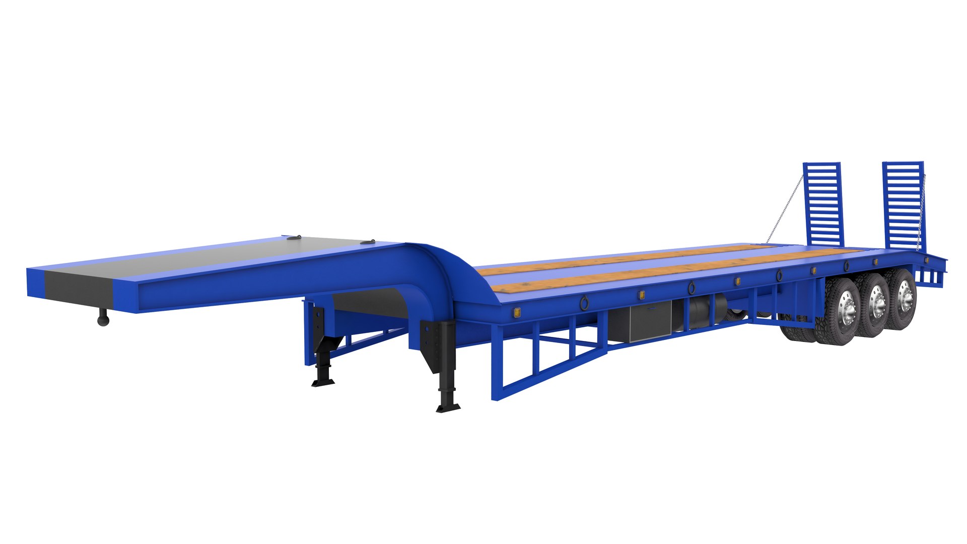 3D Model Lowboy Trailer - Blue - TurboSquid 1914202