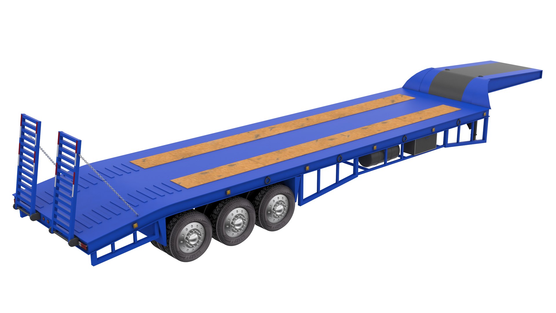 3D Model Lowboy Trailer - Blue - TurboSquid 1914202