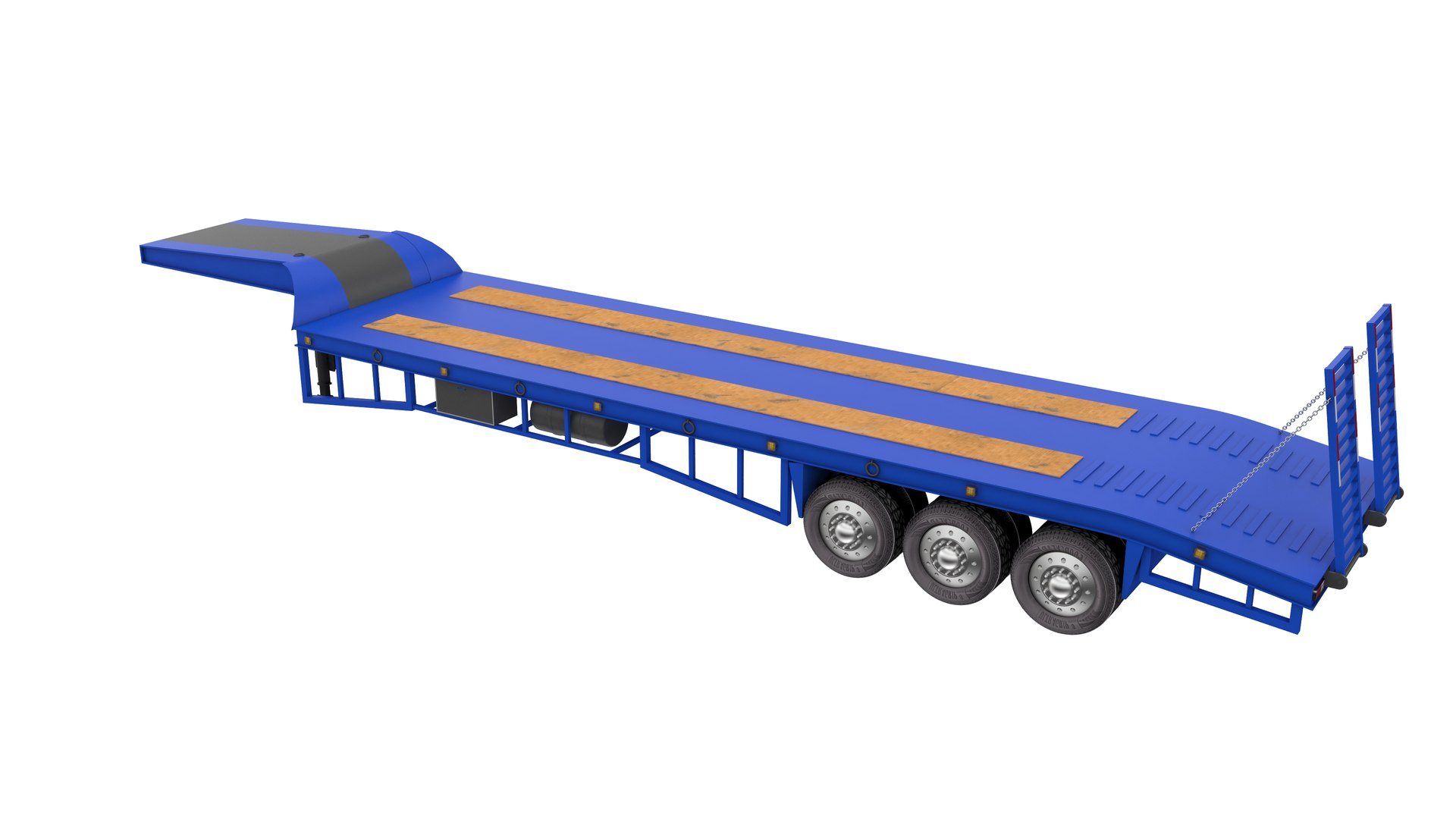 3D Model Lowboy Trailer - Blue - TurboSquid 1914202