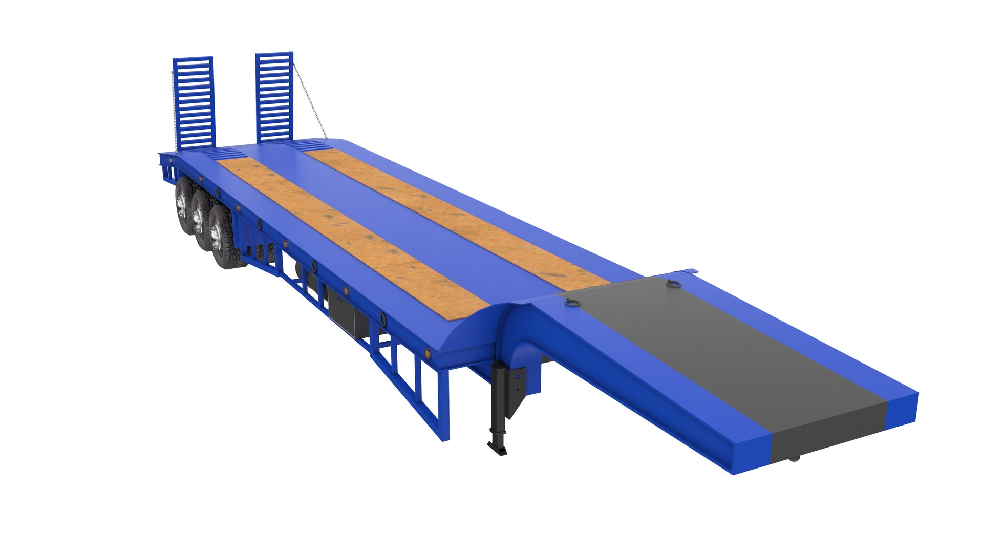 3D model Lowboy Trailer - Blue - TurboSquid 1914202