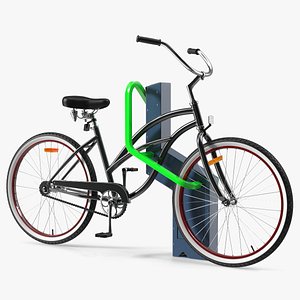 Bike Parked in Smart Bikeep Parking 3D model