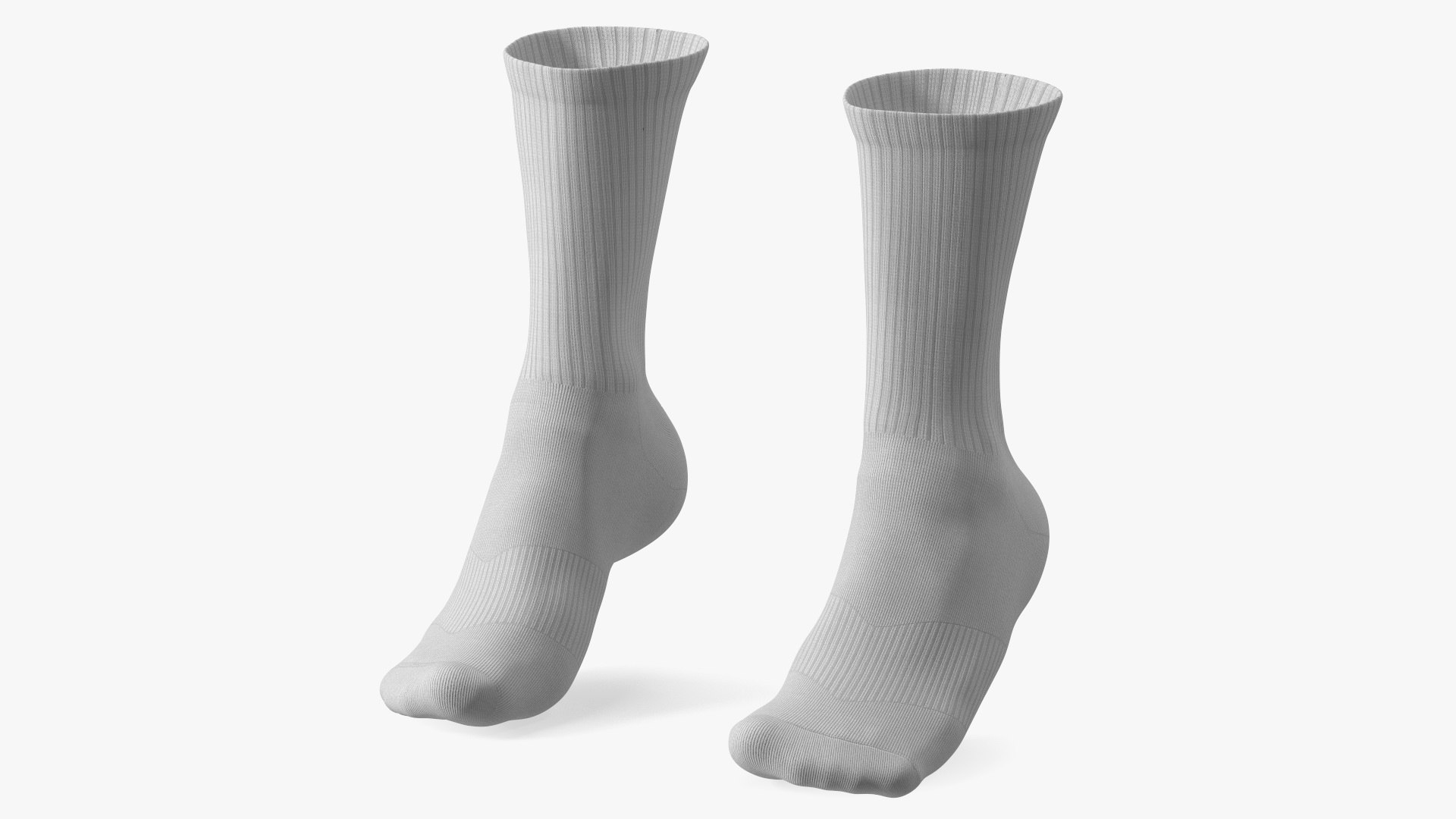 Long Socks Grey on The Foot Standing Toes 3D model preview
