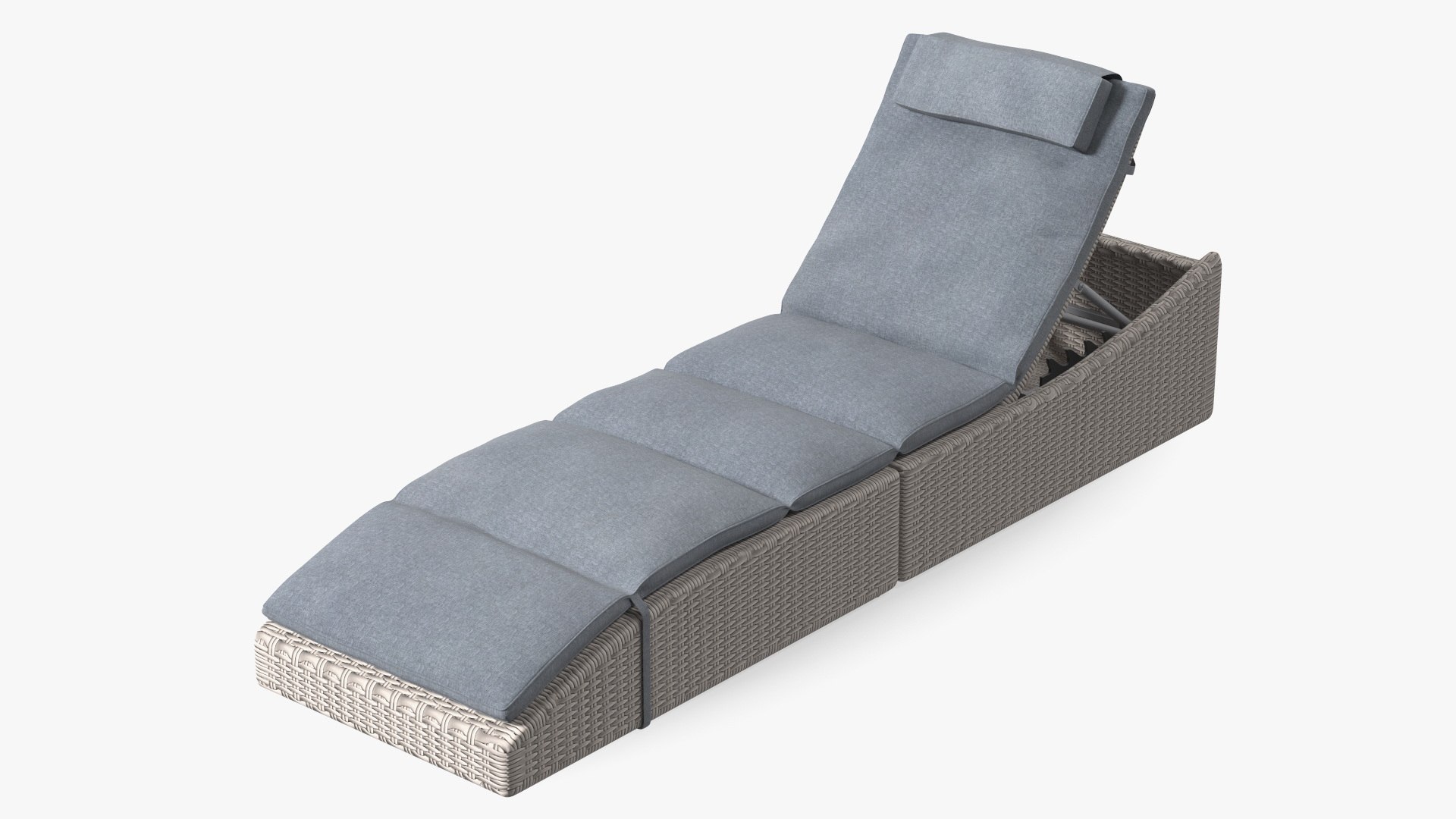 Wicker Lounge Chair Folding Grey Beige 3D model preview