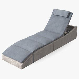 Wicker Lounge Chair Folding Grey Beige