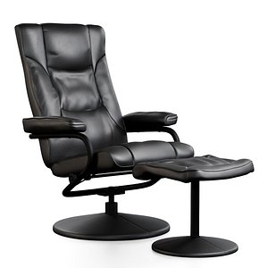 3D model High-Poly Leather Recliner Chair with Footrest