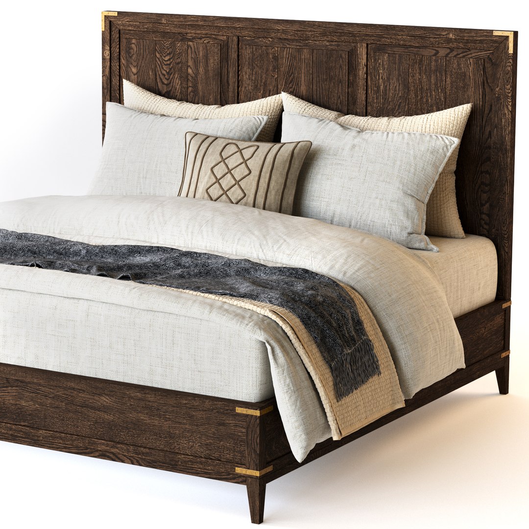3D CAYDEN CAMPAIGN PANEL BED WITH CORNER BRACKETS Restoration Hardware