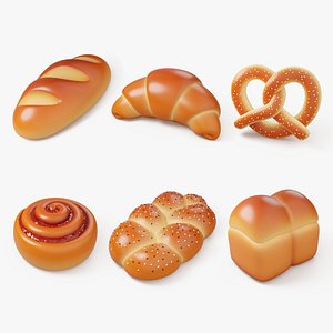 3D Bakery Bread and Bun 3D Icon Set
