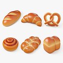Bakery Bread and Bun 3D Icon Set